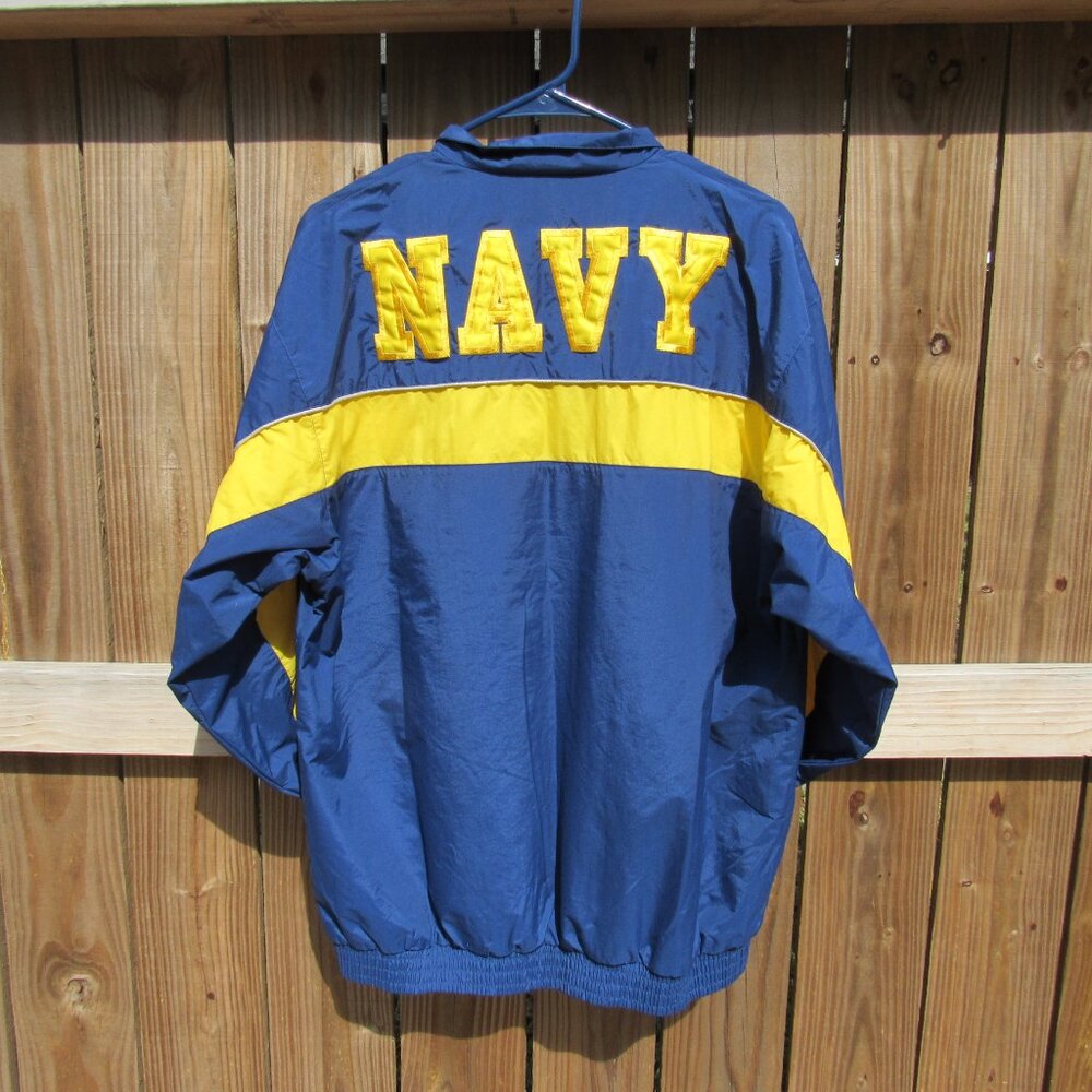 Vtg 1990 Authentic Navy Accelerate Your Life Medium warm up Navy track jacket - Picture 2 of 16